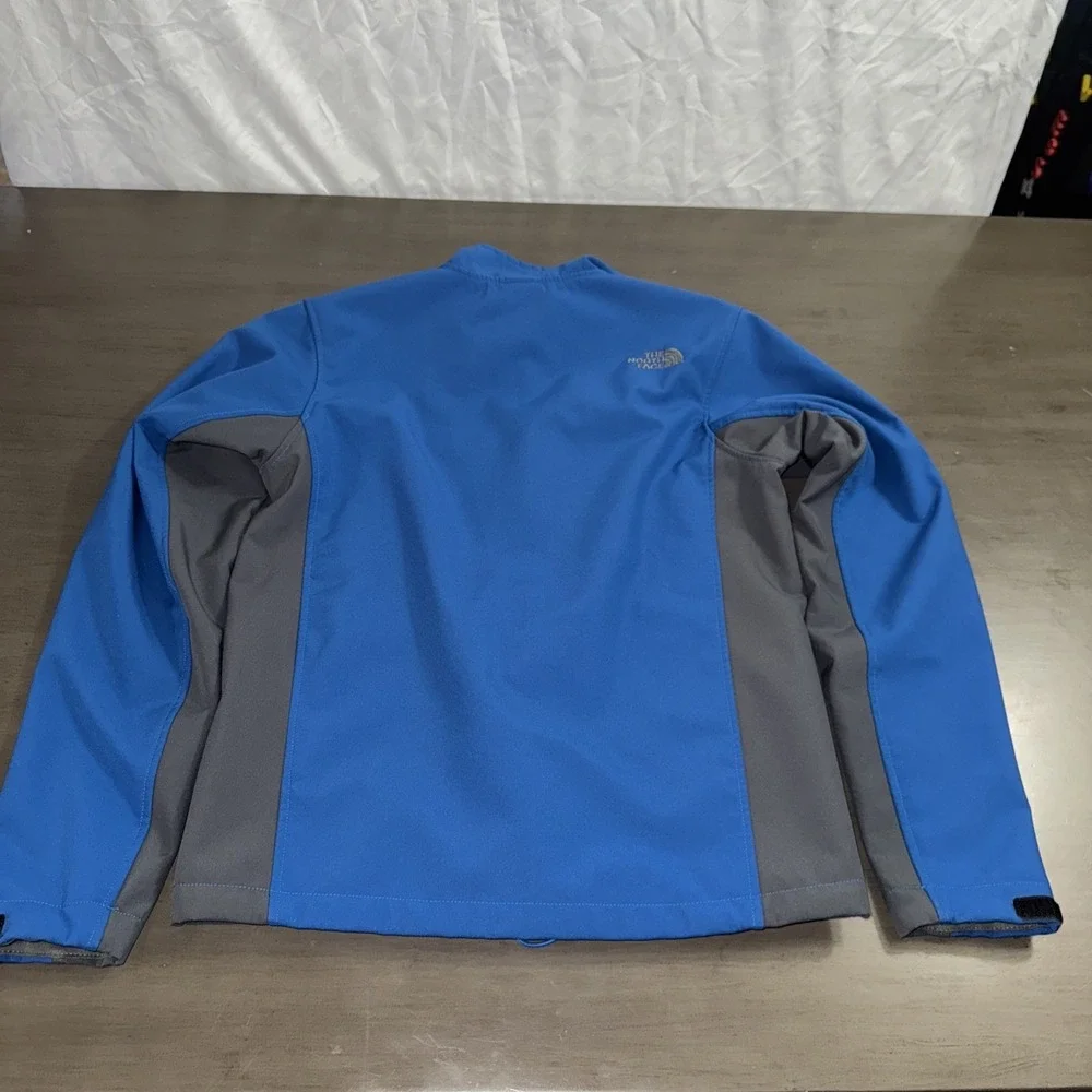 North Face Jacket Mens Small Blue Gray Soft Shell Fleece Lined Full Zip Outdoors